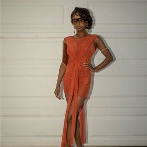 Elegant Orange Women's Dress